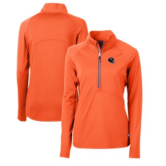 Women's Chicago Bears  Cutter & Buck Orange Helmet Logo Adapt Eco Knit Stretch Recycled Half-Zip Pullover Top