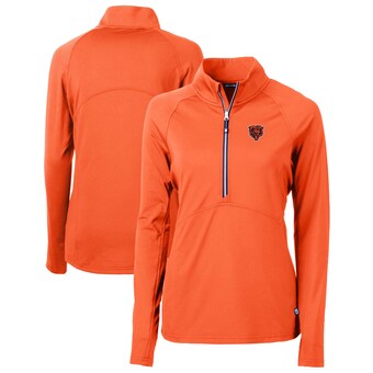 Women's Chicago Bears Cutter & Buck Orange Throwback Logo Adapt Eco Knit Stretch Recycled Half-Zip Pullover Top