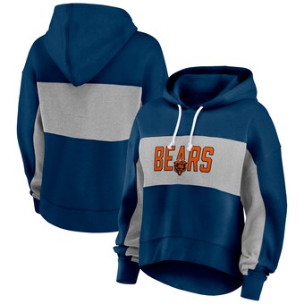 Women's Chicago Bears  Fanatics Navy Filled Stat Sheet Lighweight Modest Crop Hoodie