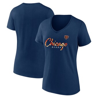Women's Chicago Bears Fanatics Navy Shine Time V-Neck T-Shirt