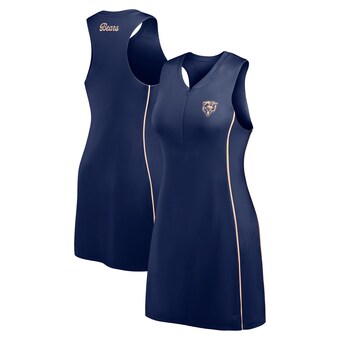 Women's Chicago Bears Fanatics Navy Studio Boost Athletic Half-Zip Dress