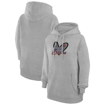 Women's Chicago Bears G-III 4Her by Carl Banks Heather Gray Animal Print Heart Team Graphic Fleece Tri-Blend Pullover Hoodie