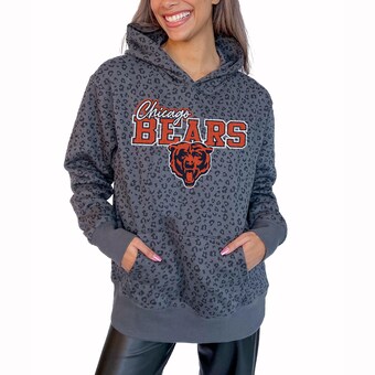 Women's Chicago Bears Gameday Couture Gray In The Spotlight Tonal Leopard Print Pullover Hoodie