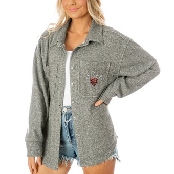Women's Chicago Bears  Gameday Couture Gray Long Pass Button-Up Shacket