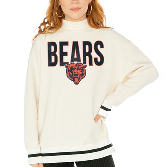 Women's Chicago Bears  Gameday Couture White End Zone Envy Mock Neck Fleece Pullover Sweatshirt