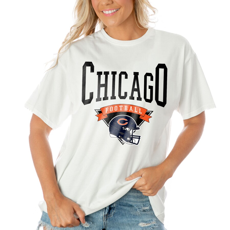 Women's Chicago Bears  Gameday Couture White Enforcer Relaxed T-Shirt