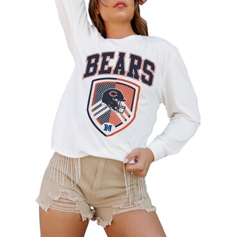 Women's Chicago Bears  Gameday Couture White  Pushing The Limit Long Sleeve T-Shirt