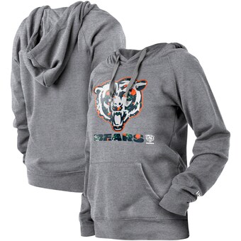 Women's Chicago Bears  New Era Gray Floral Raglan Pullover Hoodie