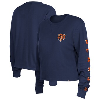 Women's Chicago Bears  New Era Navy Thermal Crop Long Sleeve T-Shirt