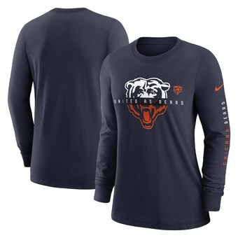 Women's Chicago Bears Nike Navy Prime Split Long Sleeve T-Shirt