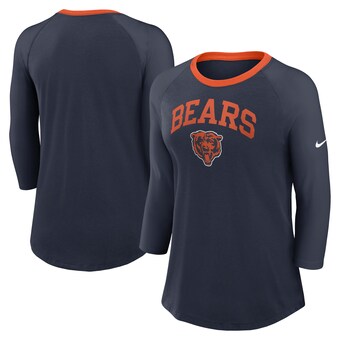 Women's Chicago Bears Nike Navy Raglan 3/4 Sleeve T-Shirt