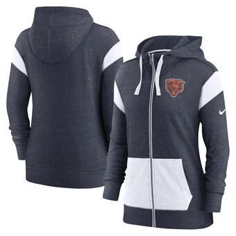 Women's Chicago Bears Nike Navy/White Monaco Lightweight Full-Zip Hoodie