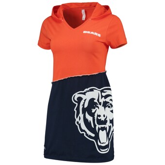 Women's Chicago Bears Refried Apparel Orange/Navy Sustainable Hooded Mini Dress