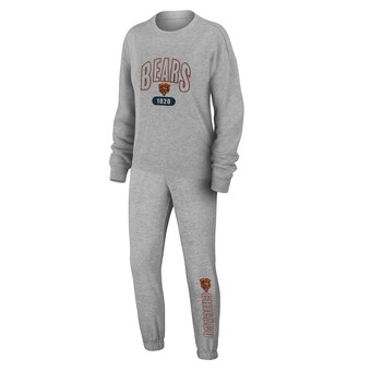 Women's Chicago Bears WEAR by Erin Andrews Heather Gray Knit Long Sleeve Tri-Blend T-Shirt & Pants Sleep Set