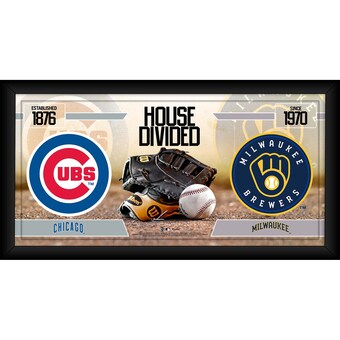 Chicago Cubs vs. Milwaukee Brewers Framed 10" x 20" House Divided Baseball Collage