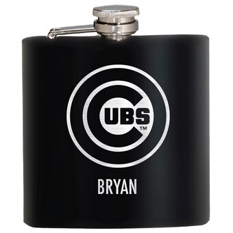 Chicago Cubs Black 6oz. Personalized Stealth Hip Flask