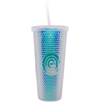 Chicago Cubs 24oz. Iridescent Studded Travel Tumbler with Straw