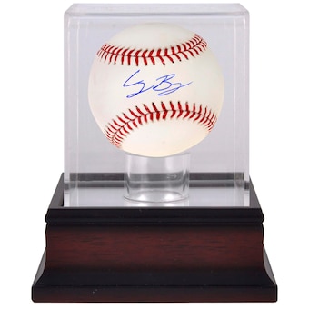 Autographed Chicago Cubs Cody Bellinger Fanatics Authentic Baseball & Mahogany Baseball Display Case