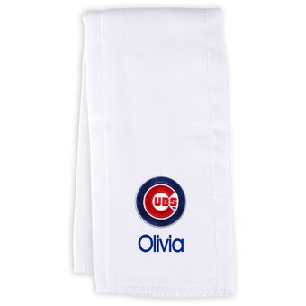 Infant Chicago Cubs White Personalized Burp Cloth