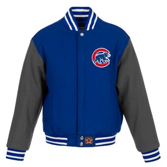 Men's Chicago Cubs JH Design Royal/Gray Big & Tall All-Wool Jacket with Embroidered Front Logo