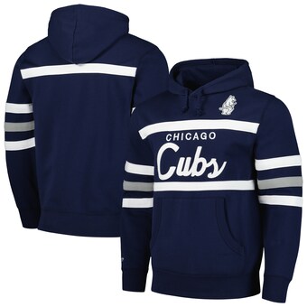 Men's Chicago Cubs Mitchell & Ness Navy Head Coach Pullover Hoodie