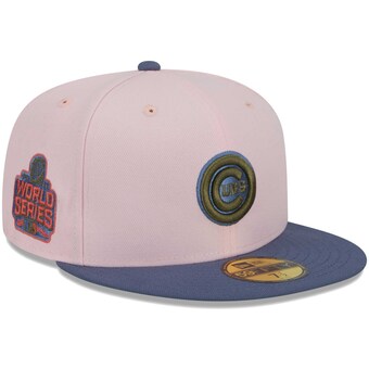 Men's Chicago Cubs New Era Pink/Blue  Olive Undervisor 59FIFTY Fitted Hat