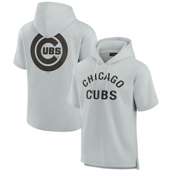 Unisex Chicago Cubs Fanatics Gray Elements Super Soft Fleece Short Sleeve Pullover Hoodie