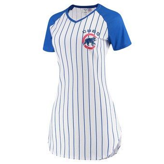 Women's Chicago Cubs Concepts Sport White Vigor Pinstripe Nightshirt