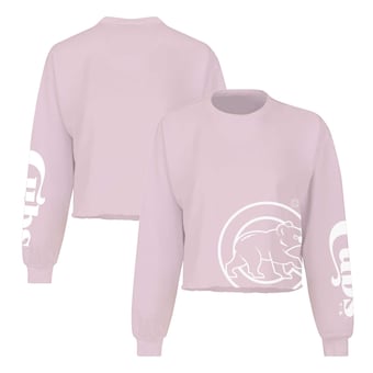 Women's Chicago Cubs Fanatics Pink Cropped Slouchy Long Sleeve T-Shirt