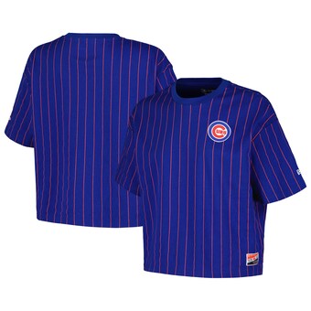 Women's Chicago Cubs New Era Royal Boxy Pinstripe T-Shirt