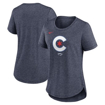 Women's Chicago Cubs  Nike Heather Navy 2024 City Connect Tri-Blend T-Shirt