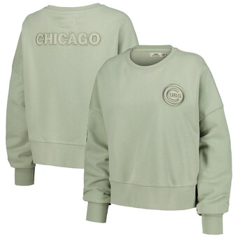 Women's Chicago Cubs Pro Standard Green Neutral Oversized Boxy Cropped Pullover Sweatshirt