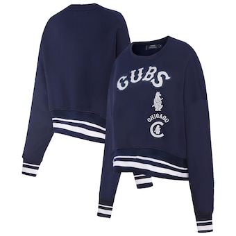 Women's Chicago Cubs Pro Standard Navy Cooperstown Collection Retro Classic Pullover Sweatshirt