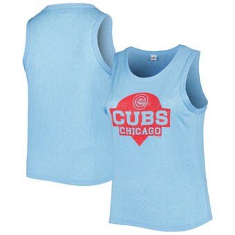 Women's Chicago Cubs Soft as a Grape Royal Plus Size High Neck Tri-Blend Tank Top