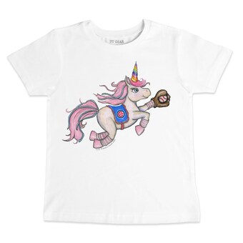 Youth Chicago Cubs Tiny Turnip White Unicorn T-Shirt