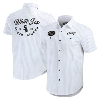 Men's Chicago White Sox Darius Rucker Collection by Fanatics White Pin Stripe Short Sleeve Button-Up Shirt