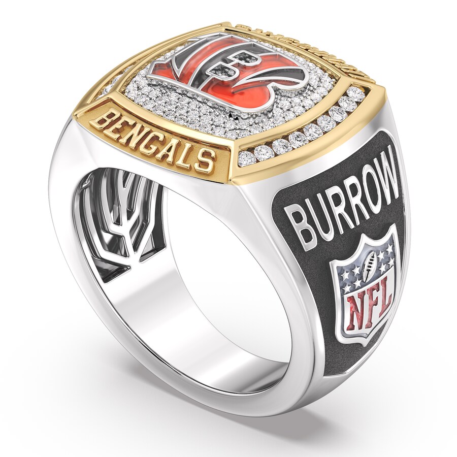 Cincinnati Bengals Joe Burrow 1/2 CTTW Diamond Two-Tone Yellow Gold and Sterling Silver Ring