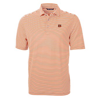 Men's Cincinnati Bengals Cutter & Buck Orange Virtue Eco Pique Stripe Recycled Polo