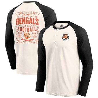 Men's Cincinnati Bengals Darius Rucker Collection by Fanatics Cream/Black Raglan Henley T-Shirt