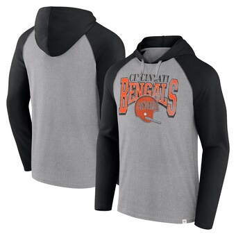 Men's Cincinnati Bengals Fanatics Gray/Black Under Center Long Sleeve Hoodie T-Shirt