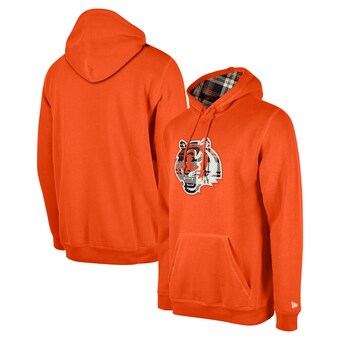 Men's Cincinnati Bengals New Era Orange 3rd Down Plaid Pullover Hoodie