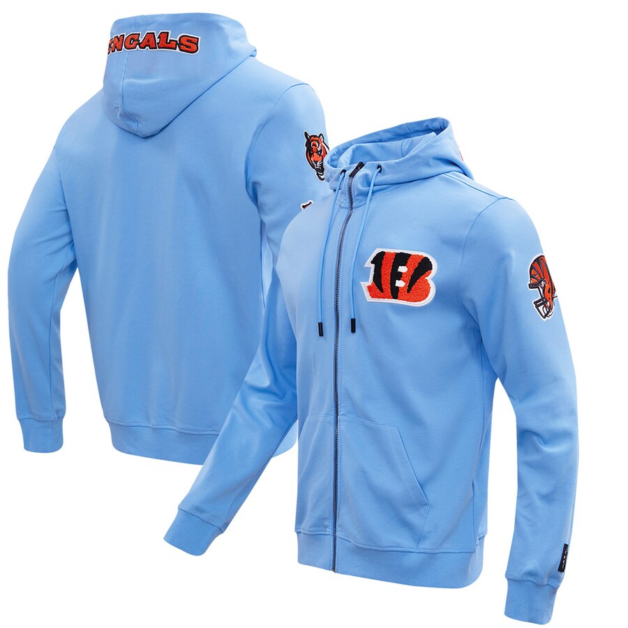 Men's Cincinnati Bengals  Pro Standard Blue Classic Chenille Double Knit Full-Zip Hoodie