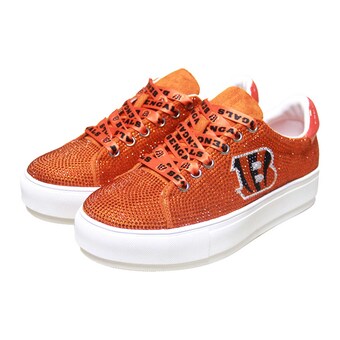 Women's Cincinnati Bengals Cuce Orange Team Color Crystal Sneakers