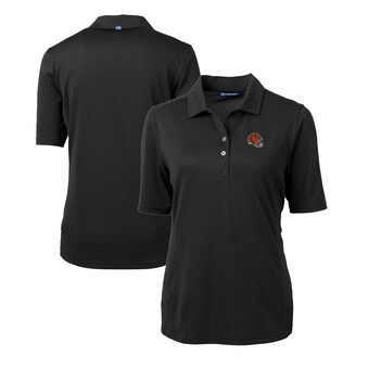 Women's Cincinnati Bengals  Cutter & Buck Black Helmet Logo DryTec Virtue Eco Pique Recycled Polo