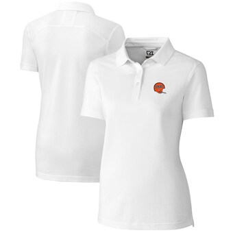 Women's Cincinnati Bengals Cutter & Buck White Throwback Logo Advantage Tri-Blend Pique Polo