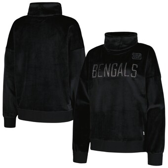 Women's Cincinnati Bengals  DKNY Sport Black Deliliah Rhinestone Funnel Neck Pullover Sweatshirt