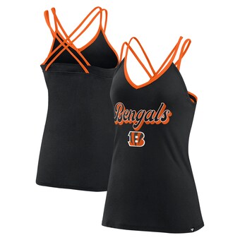 Women's Cincinnati Bengals Fanatics Black Go For It Strappy Crossback Tank Top