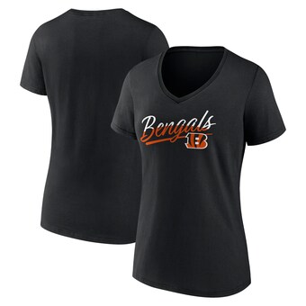 Women's Cincinnati Bengals Fanatics Black Slice Script V-Neck T-Shirt