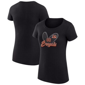 Women's Cincinnati Bengals G-III 4Her by Carl Banks Black Animal Print Heart Fitted T-Shirt