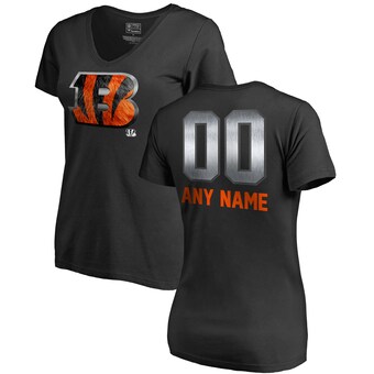 Women's Cincinnati Bengals NFL Pro Line by Fanatics Black Personalized Midnight Mascot T-Shirt